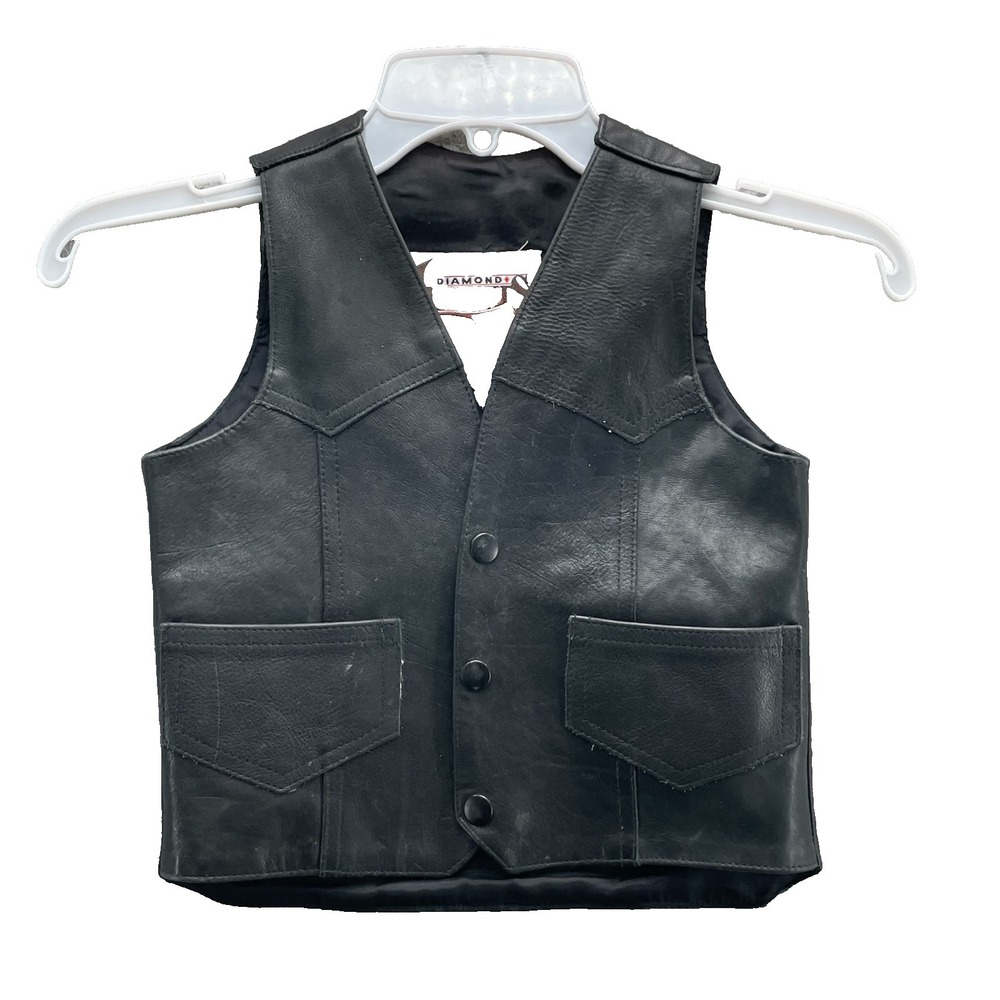 VTG Genuine Leathers Vest Youth 8 Motorcycle Biker Western Cowboy 90's Edgy USA